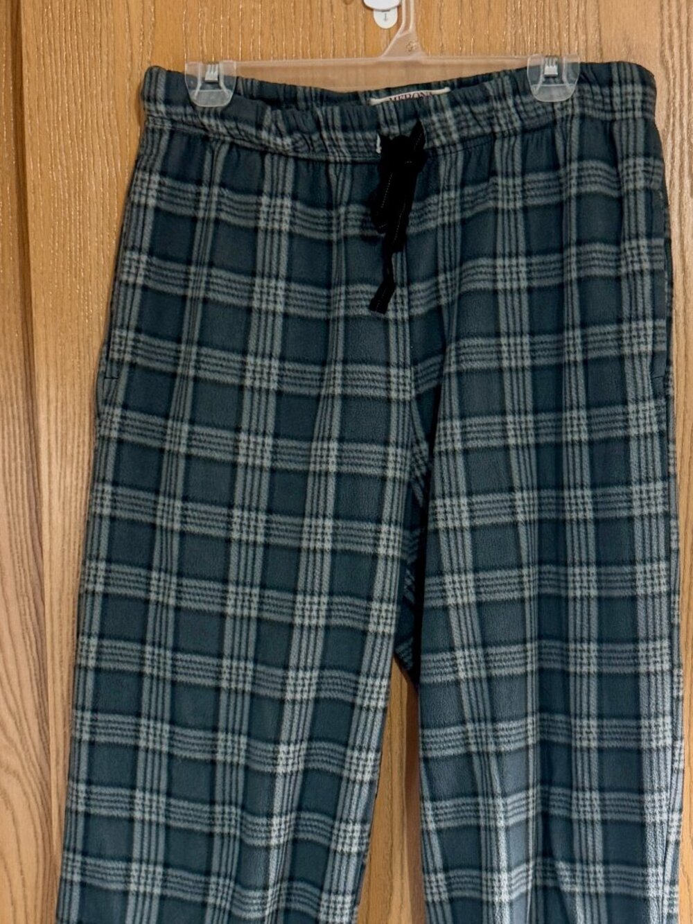 MERONA Soft Flannel Pajama Lounge Mens Pants Blue & Gray Plaid Size L